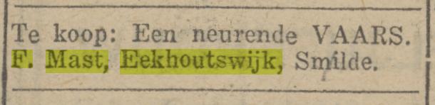 Te koop, neurende vaars: Provinciaalse Drentsche en Asser courant 15-12-1928