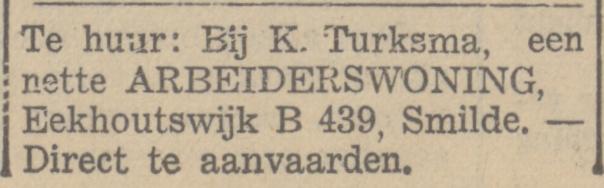 Te huur, arbeiderswoning: Provinciaalse Drentsche en Asser courant 3 augustus 1935