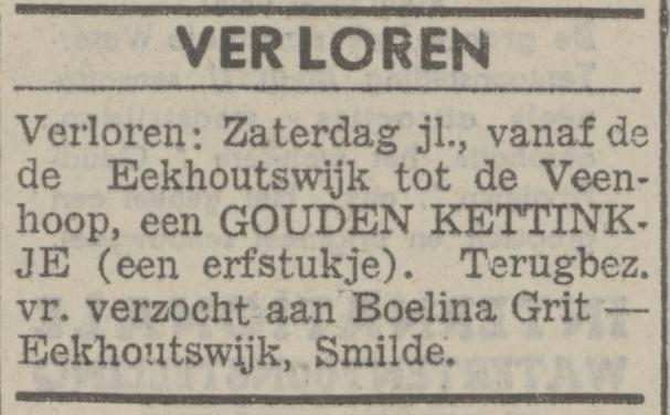Verloren, gouden ketting: Provinciaalse Drentsche en Asser courant 4 april 1939