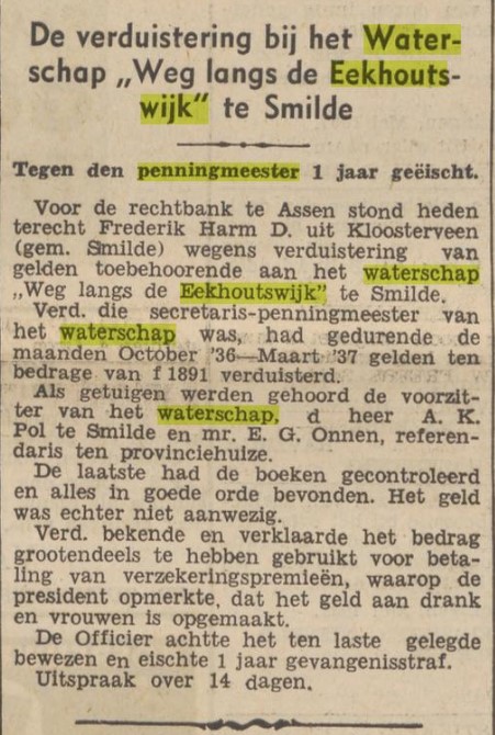 Verdacht van verduistering gelden waterschap